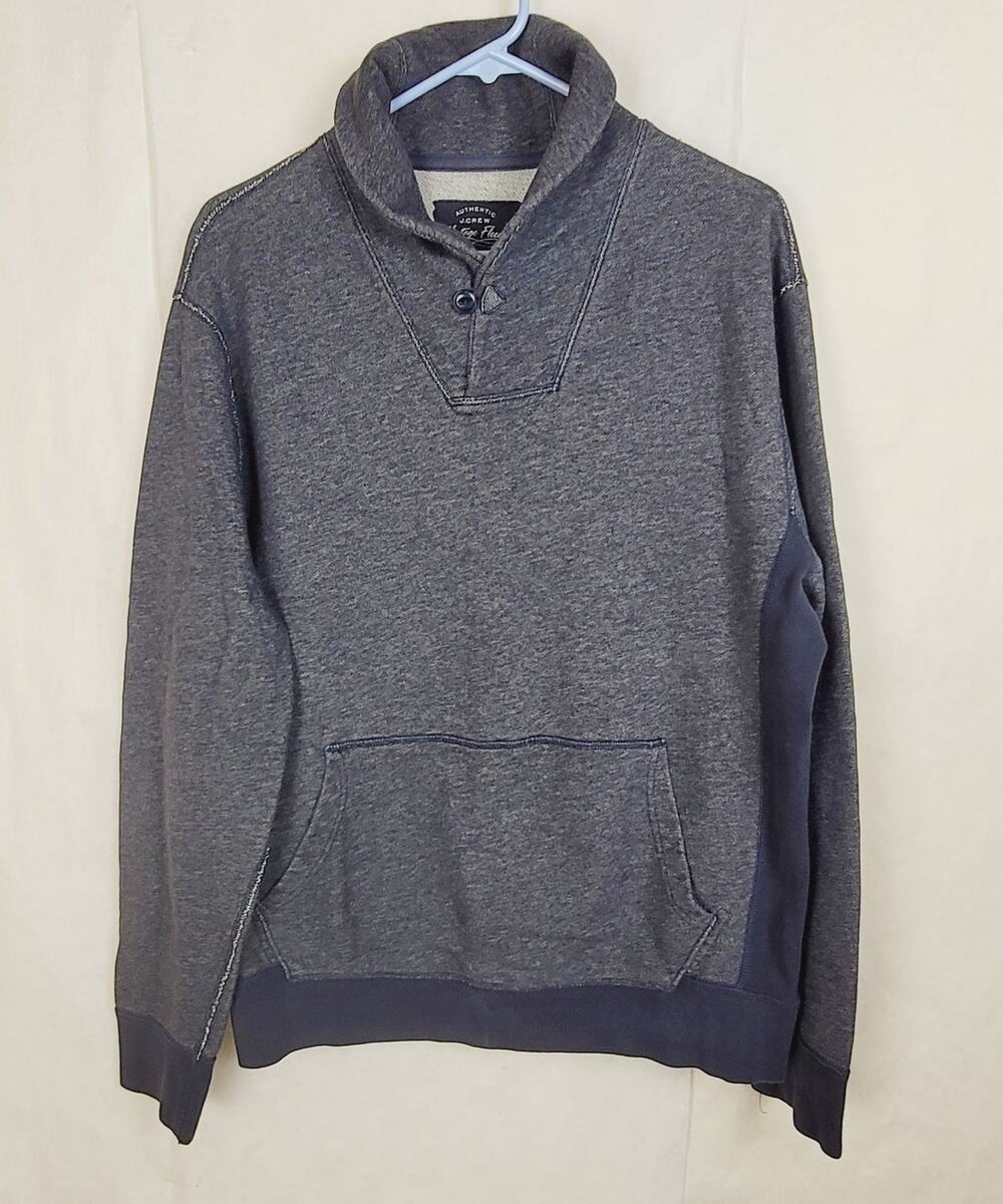 J.Crew Vintage Fleece grey shawl collar sweatshirt size medium Preppy Casual